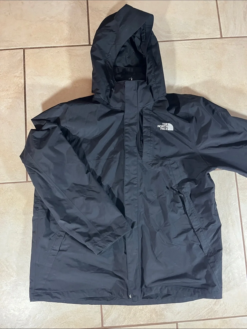The North Face Men’s Black Hooded Raincoat with Logo